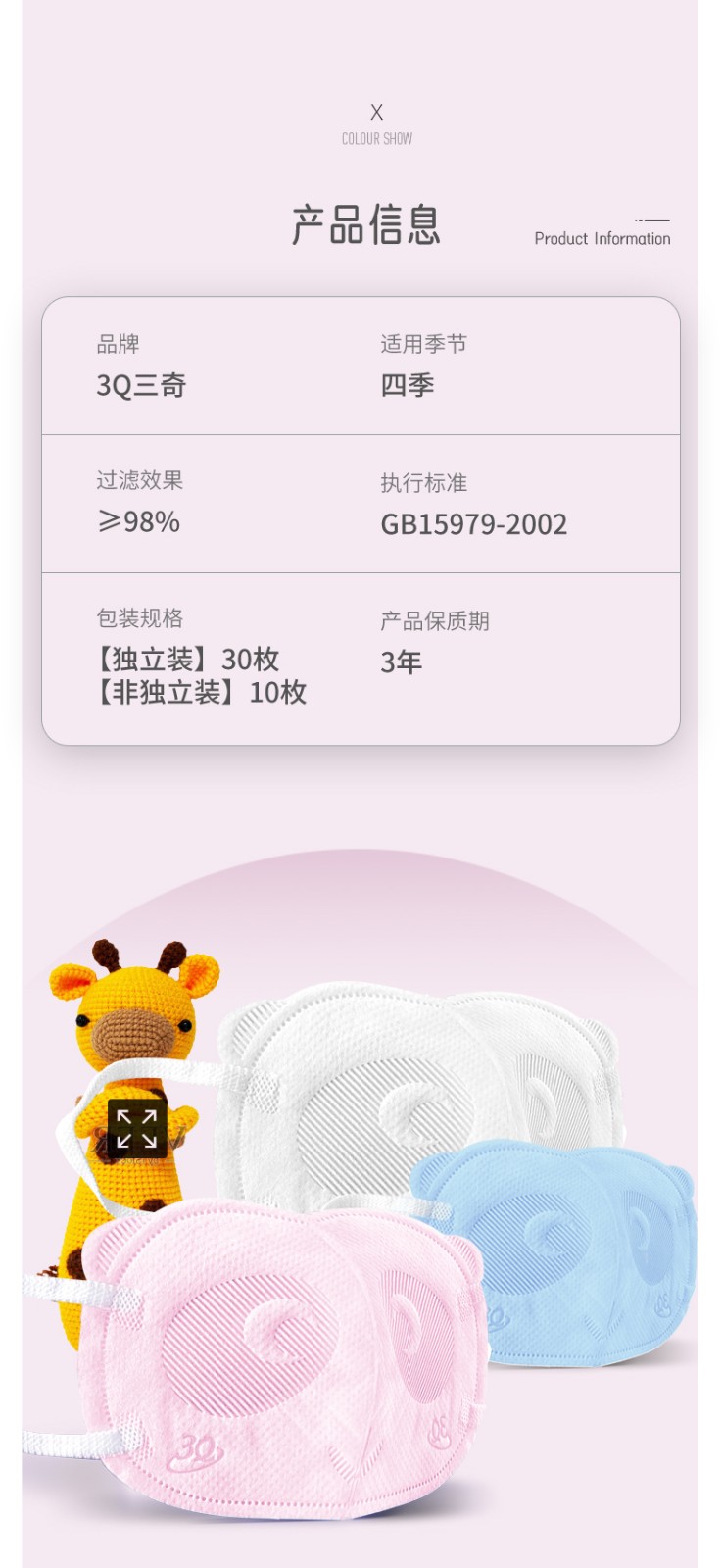 三奇3D立體兒童口罩圖片12