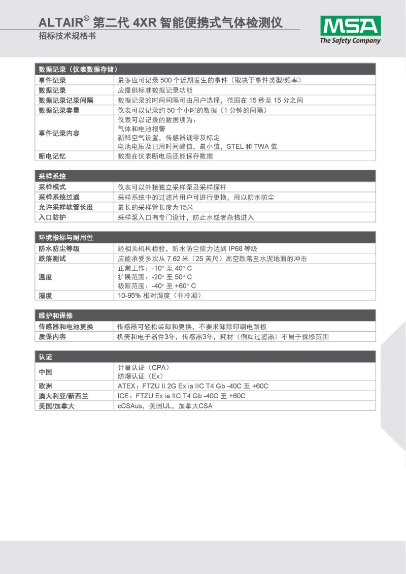 梅思安10184648（進(jìn)口版）天鷹4XR藍(lán)牙版多種氣體檢測(cè)儀圖21