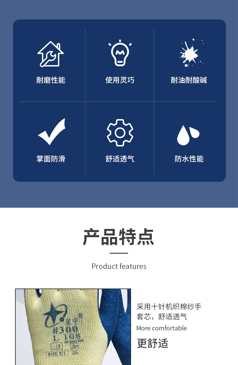 星宇L108 300號皺紋勞保手套圖片3