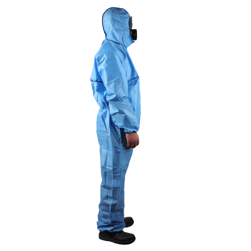 微護(hù)佳MG1500BL15-B-99-157-02淺藍(lán)色增強型有帽連體防護(hù)服圖片4