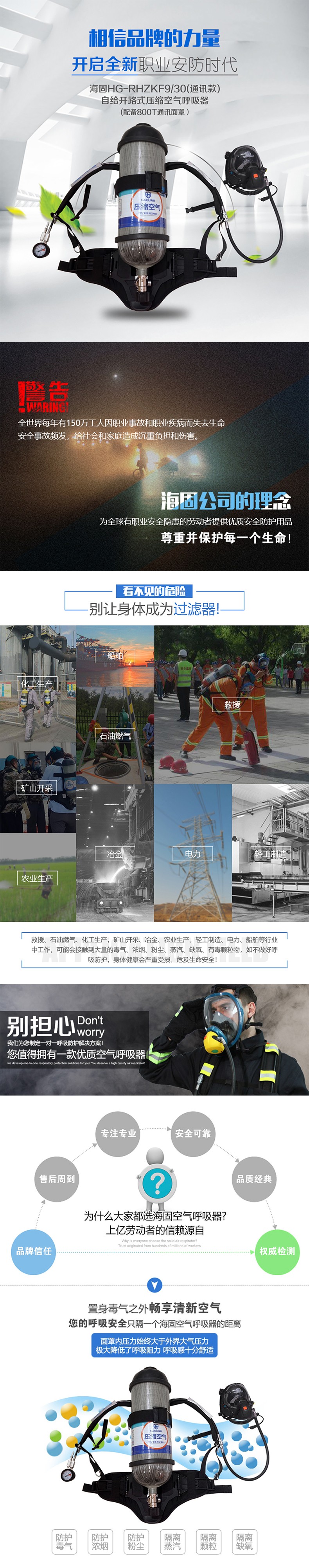 海固RHZKF9T/30（通訊款） 正壓式空氣呼吸器（裝配800T通訊面罩）圖片1