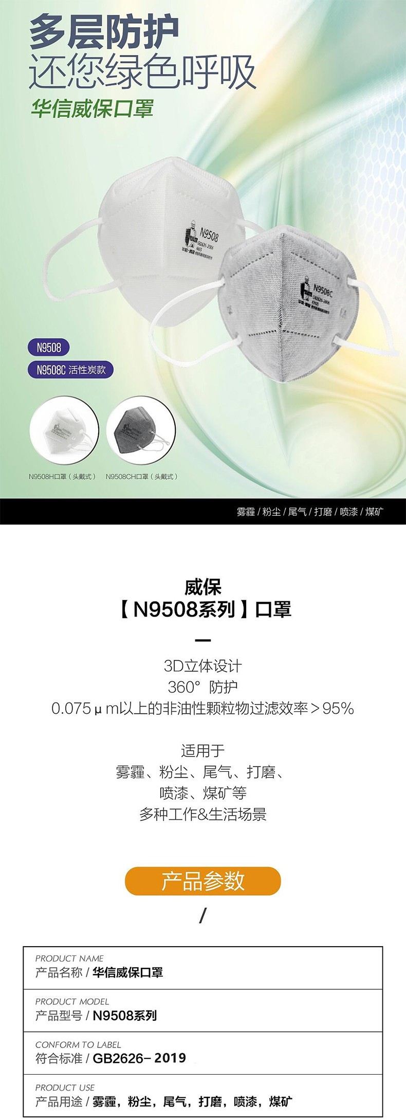 華信威保N9508耳帶式折疊口罩圖片1