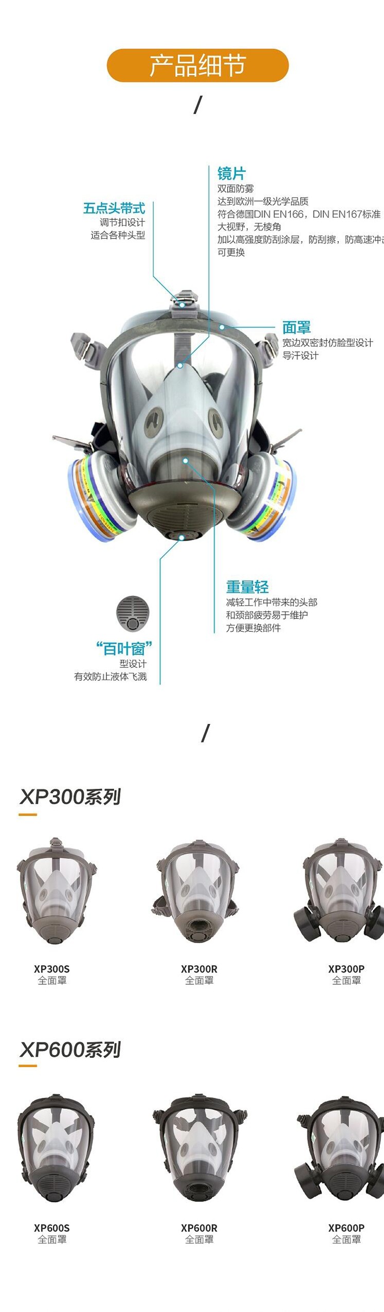 華信威保小金罩XP600M防塵防毒過濾全面罩圖片3