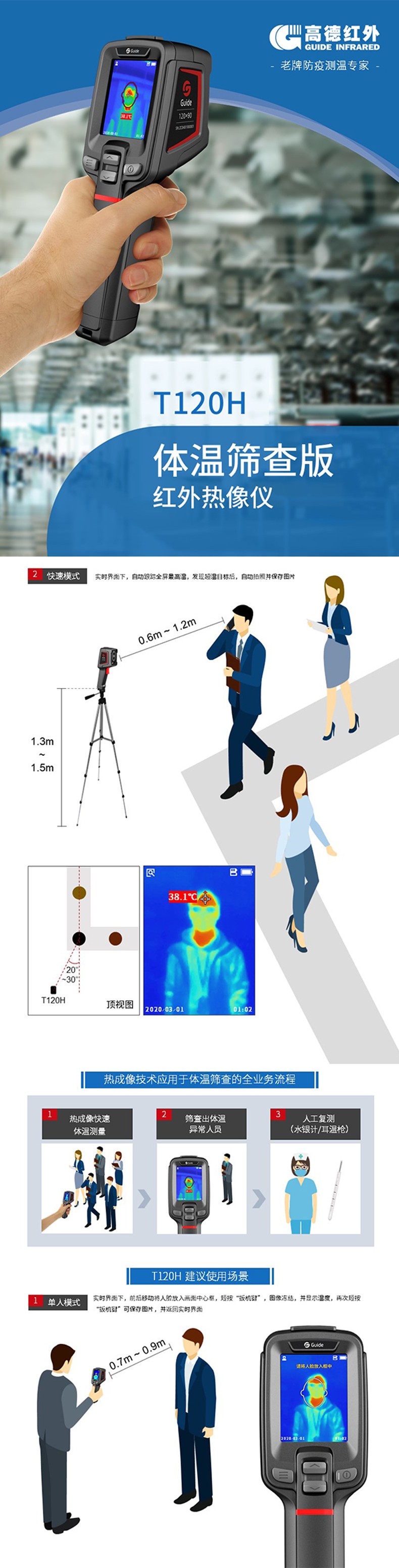 高德智感T120H體溫篩查手持紅外熱像儀圖片