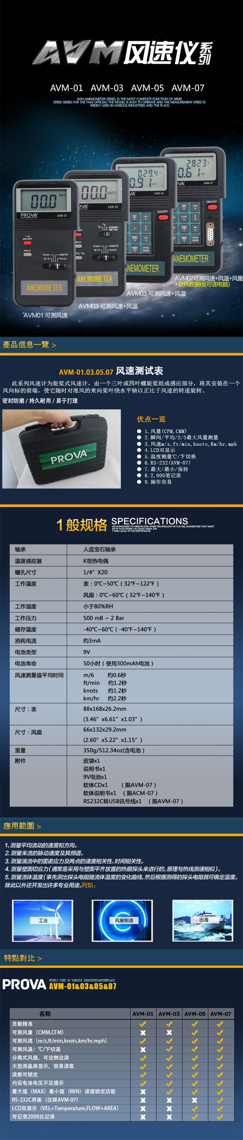 臺灣泰仕AVM-07記憶式風速計溫度計圖片1