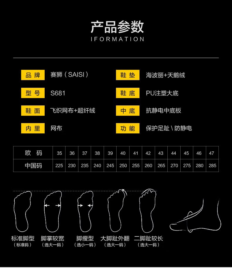 賽獅S681防砸防靜電安全鞋8