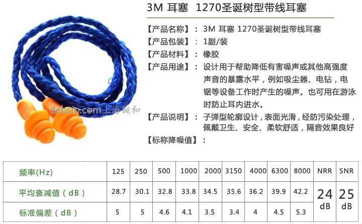 3M1270圣誕樹型帶線耳塞