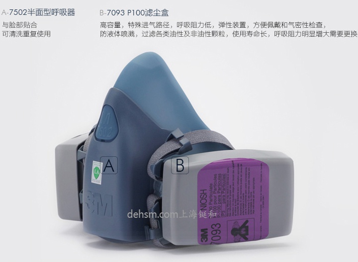 3M7502+7093防液體噴濺防塵面具部件明細(xì)表