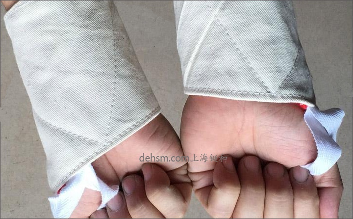 穿戴帆布電焊護(hù)腕護(hù)袖圖片-反面