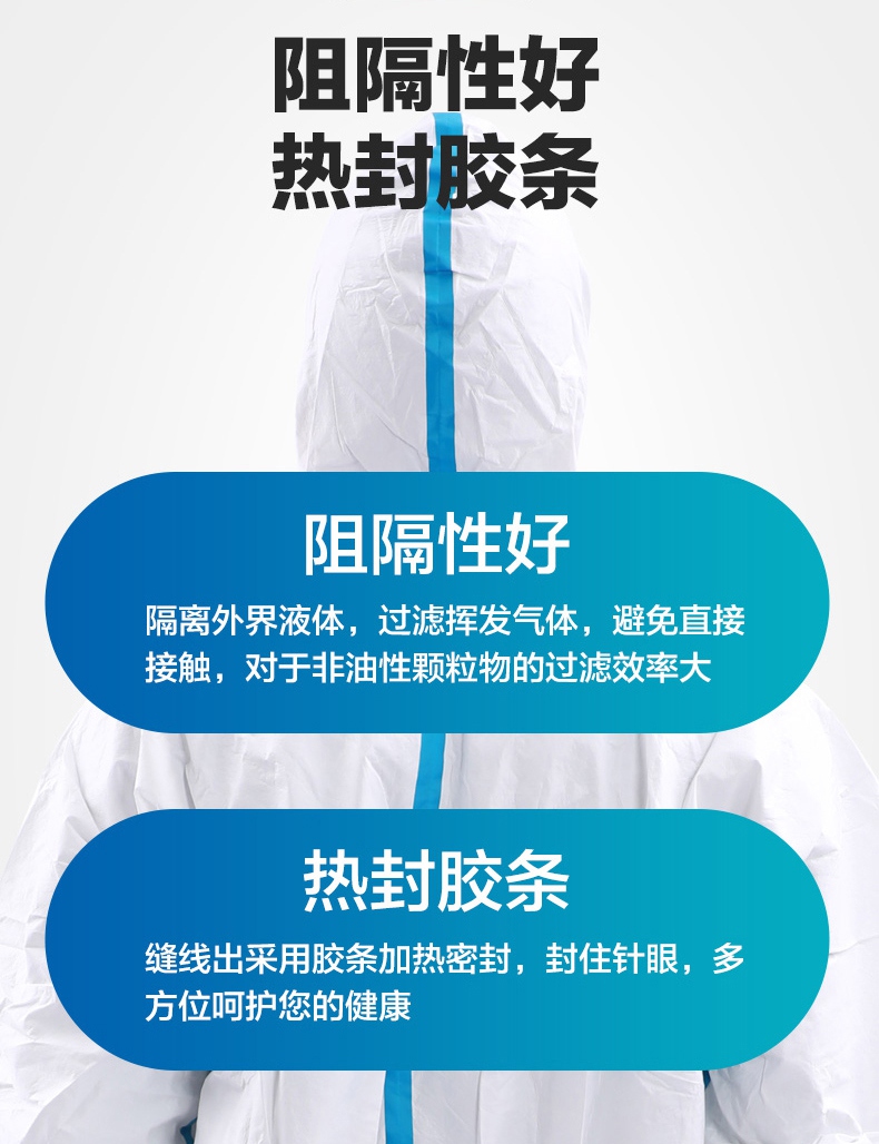 連體一次性醫(yī)用防護服熱封膠帶阻隔性好